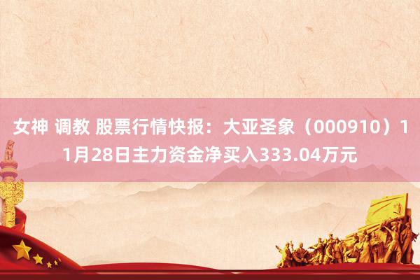 女神 调教 股票行情快报：大亚圣象（000910）11月28日主力资金净买入333.04万元