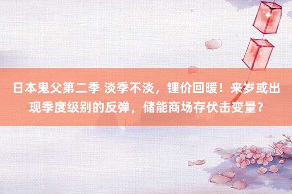 日本鬼父第二季 淡季不淡，锂价回暖！来岁或出现季度级别的反弹，储能商场存伏击变量？