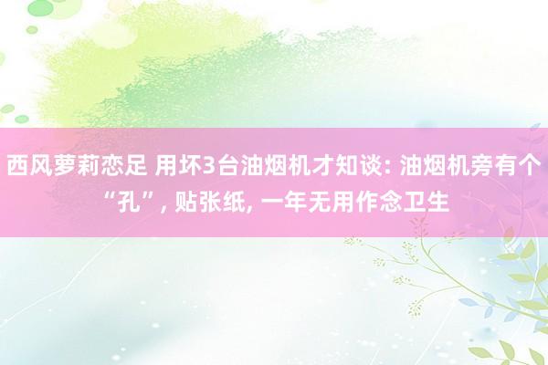 西风萝莉恋足 用坏3台油烟机才知谈: 油烟机旁有个“孔”， 贴张纸， 一年无用作念卫生