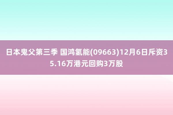 日本鬼父第三季 国鸿氢能(09663)12月6日斥资35.16万港元回购3万股