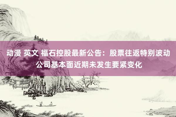 动漫 英文 福石控股最新公告：股票往返特别波动 公司基本面近期未发生要紧变化