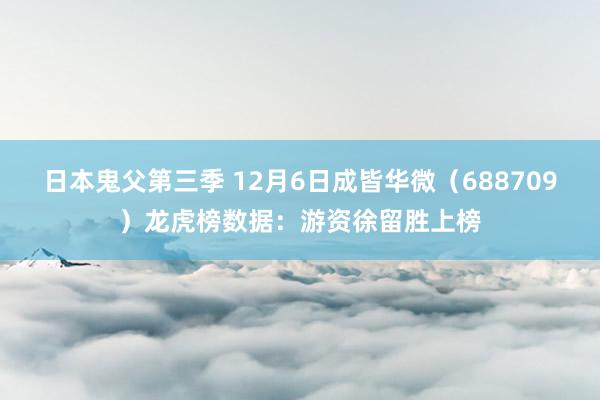 日本鬼父第三季 12月6日成皆华微（688709）龙虎榜数据：游资徐留胜上榜