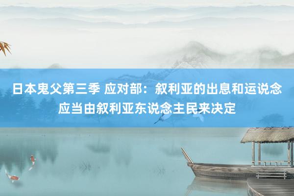 日本鬼父第三季 应对部：叙利亚的出息和运说念应当由叙利亚东说念主民来决定