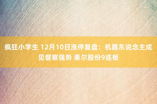 疯狂小学生 12月10日涨停复盘:机器东说念主成见督察强势 泰尔股份9连板