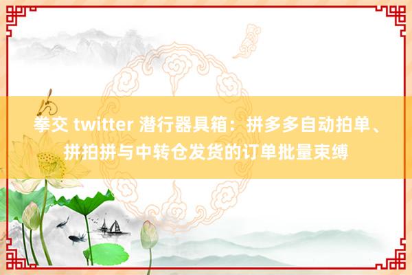 拳交 twitter 潜行器具箱：拼多多自动拍单、拼拍拼与中转仓发货的订单批量束缚