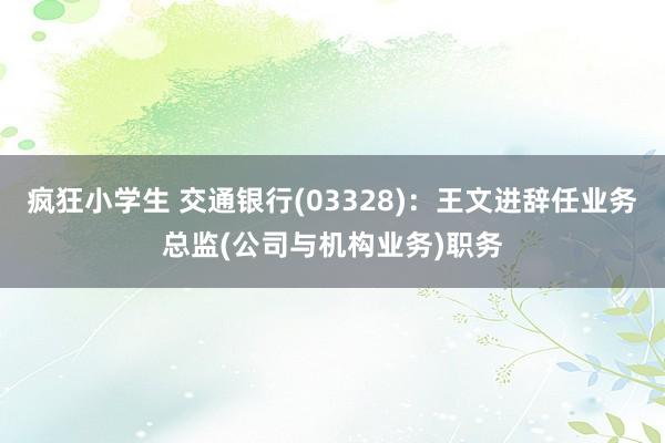 疯狂小学生 交通银行(03328)：王文进辞任业务总监(公司与机构业务)职务