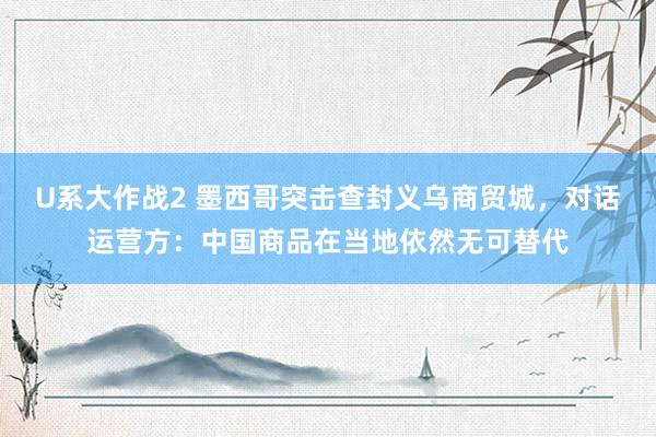U系大作战2 墨西哥突击查封义乌商贸城，对话运营方：中国商品在当地依然无可替代