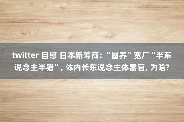 twitter 自慰 日本新筹商: “圈养”宽广“半东说念主半猪”， 体内长东说念主体器官， 为啥?