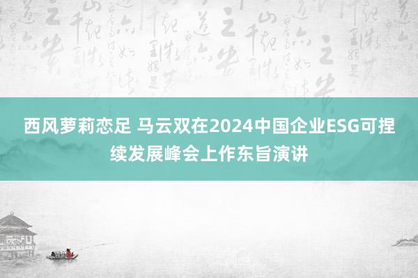西风萝莉恋足 马云双在2024中国企业ESG可捏续发展峰会上作东旨演讲