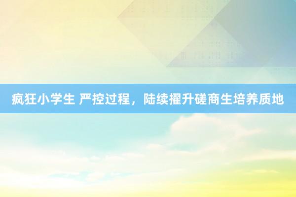疯狂小学生 严控过程，陆续擢升磋商生培养质地