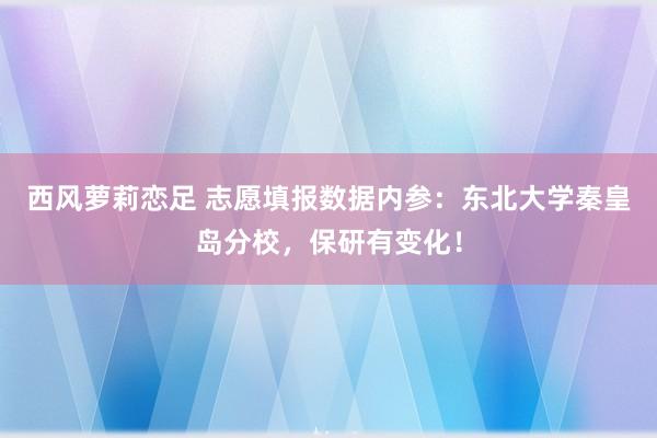 西风萝莉恋足 志愿填报数据内参：东北大学秦皇岛分校，保研有变化！