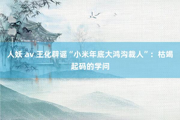 人妖 av 王化辟谣“小米年底大鸿沟裁人”：枯竭起码的学问