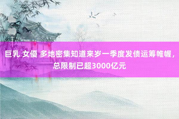 巨乳 女優 多地密集知道来岁一季度发债运筹帷幄，总限制已超3000亿元