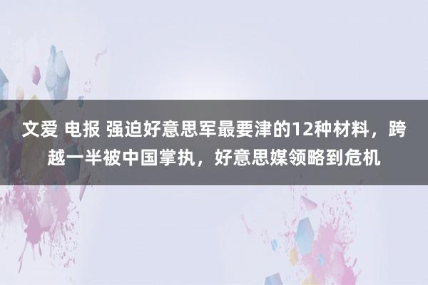 文爱 电报 强迫好意思军最要津的12种材料，跨越一半被中国掌执，好意思媒领略到危机