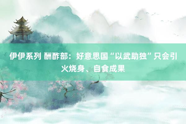 伊伊系列 酬酢部：好意思国“以武助独”只会引火烧身、自食成果