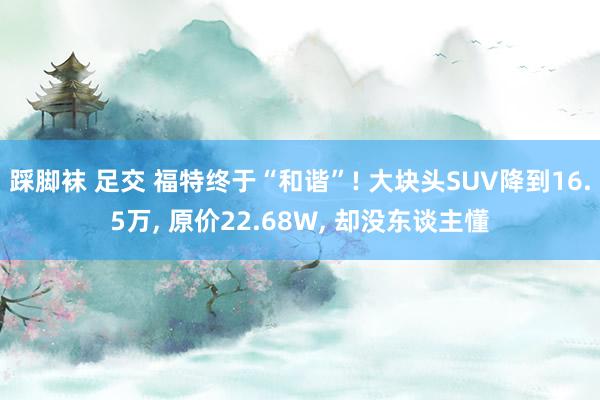 踩脚袜 足交 福特终于“和谐”! 大块头SUV降到16.5万， 原价22.68W， 却没东谈主懂