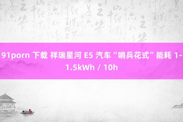 91porn 下载 祥瑞星河 E5 汽车“哨兵花式”能耗 1-1.5kWh / 10h