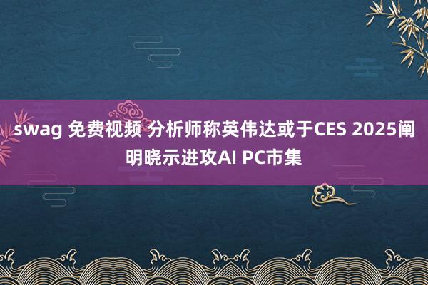 swag 免费视频 分析师称英伟达或于CES 2025阐明晓示进攻AI PC市集
