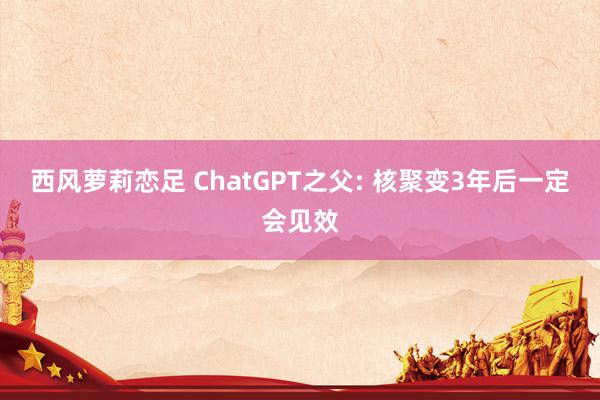 西风萝莉恋足 ChatGPT之父: 核聚变3年后一定会见效