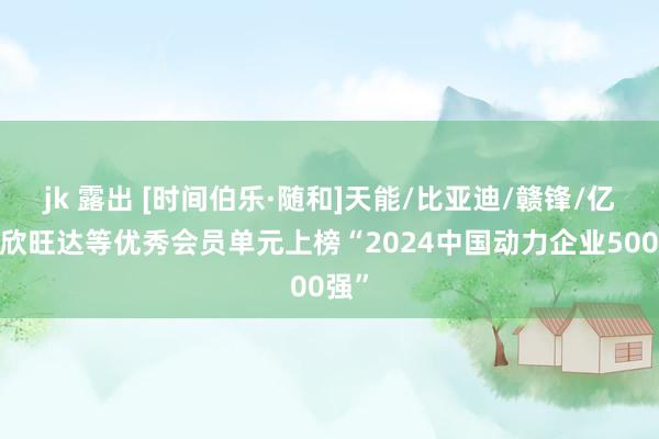 jk 露出 [时间伯乐·随和]天能/比亚迪/赣锋/亿纬/欣旺达等优秀会员单元上榜“2024中国动力企业500强”