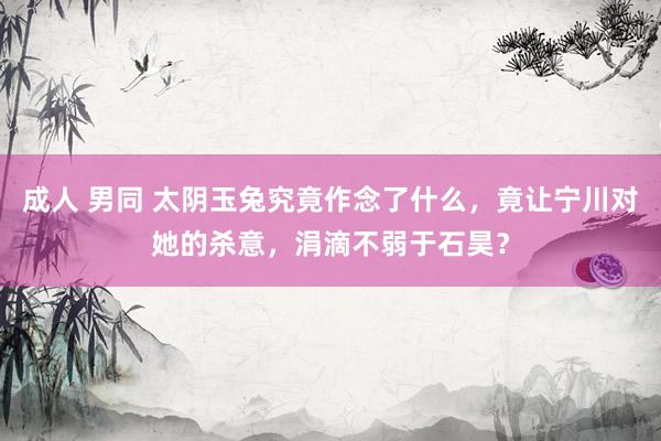 成人 男同 太阴玉兔究竟作念了什么，竟让宁川对她的杀意，涓滴不弱于石昊？