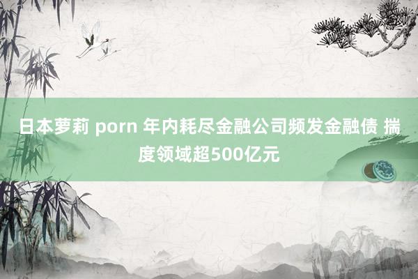 日本萝莉 porn 年内耗尽金融公司频发金融债 揣度领域超500亿元