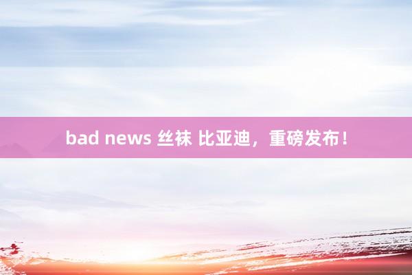 bad news 丝袜 比亚迪，重磅发布！