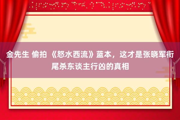 金先生 偷拍 《怒水西流》蓝本，这才是张晓军衔尾杀东谈主行凶的真相