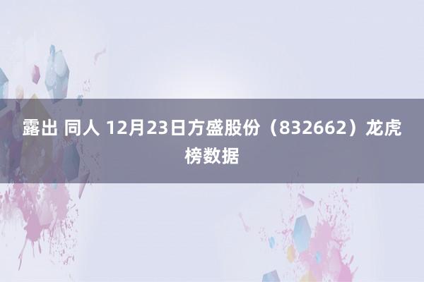 露出 同人 12月23日方盛股份（832662）龙虎榜数据