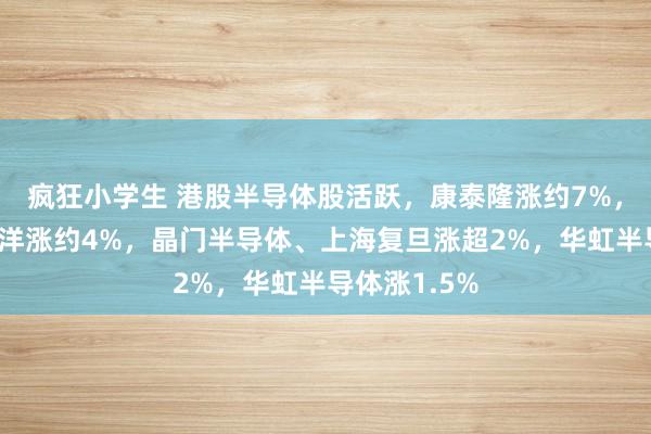 疯狂小学生 港股半导体股活跃，康泰隆涨约7%，龙头中芯外洋涨约4%，晶门半导体、上海复旦涨超2%，华虹半导体涨1.5%