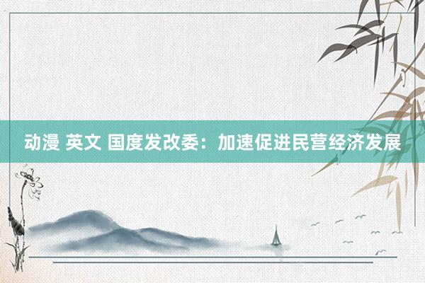 动漫 英文 国度发改委：加速促进民营经济发展