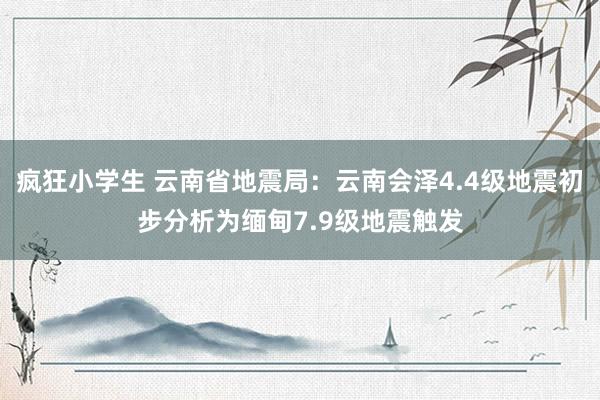 疯狂小学生 云南省地震局：云南会泽4.4级地震初步分析为缅甸7.9级地震触发