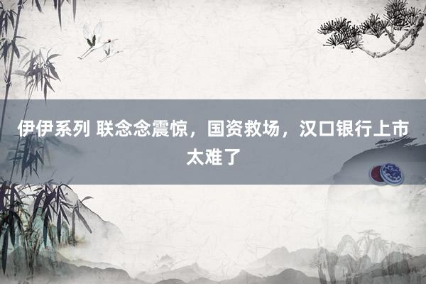 伊伊系列 联念念震惊，国资救场，汉口银行上市太难了