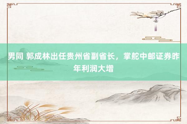 男同 郭成林出任贵州省副省长，掌舵中邮证券昨年利润大增