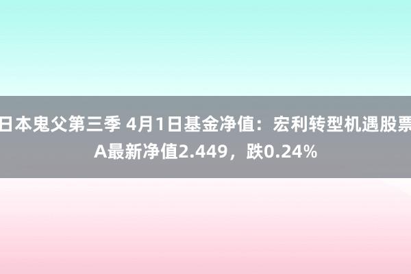 日本鬼父第三季 4月1日基金净值：宏利转型机遇股票A最新净值2.449，跌0.24%
