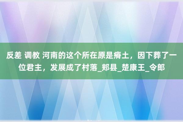 反差 调教 河南的这个所在原是瘠土，因下葬了一位君主，发展成了村落_郏县_楚康王_令郎