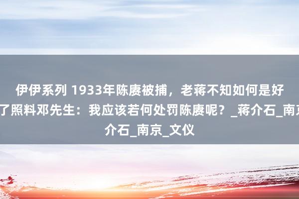 伊伊系列 1933年陈赓被捕，老蒋不知如何是好，找到了照料邓先生：我应该若何处罚陈赓呢？_蒋介石_南京_文仪