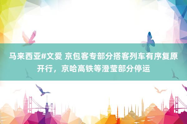 马来西亚#文爱 京包客专部分搭客列车有序复原开行，京哈高铁等澄莹部分停运