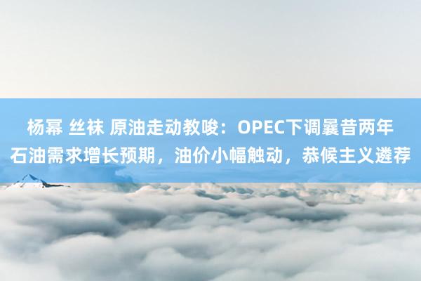 杨幂 丝袜 原油走动教唆：OPEC下调曩昔两年石油需求增长预期，油价小幅触动，恭候主义遴荐