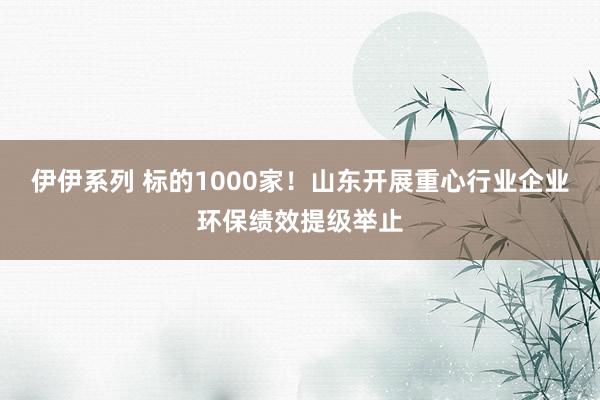 伊伊系列 标的1000家！山东开展重心行业企业环保绩效提级举止