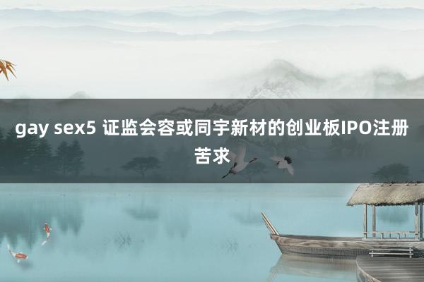gay sex5 证监会容或同宇新材的创业板IPO注册苦求
