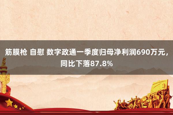 筋膜枪 自慰 数字政通一季度归母净利润690万元，同比下落87.8%
